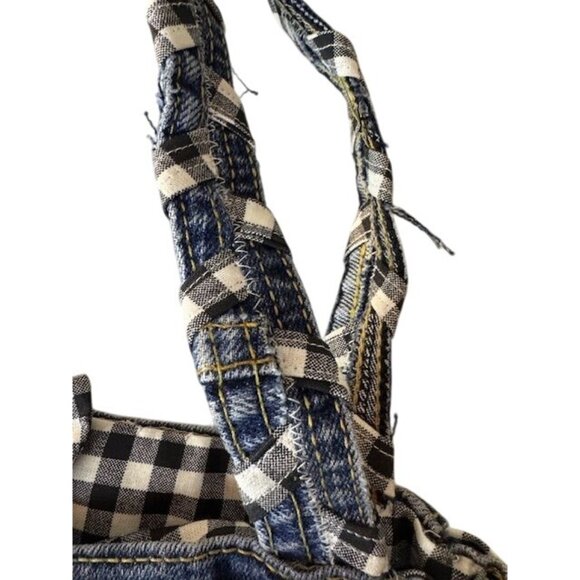 Homemade Denim & Gingham Tote Bag With Heart Pocket Stitching - Picture 4 of 10